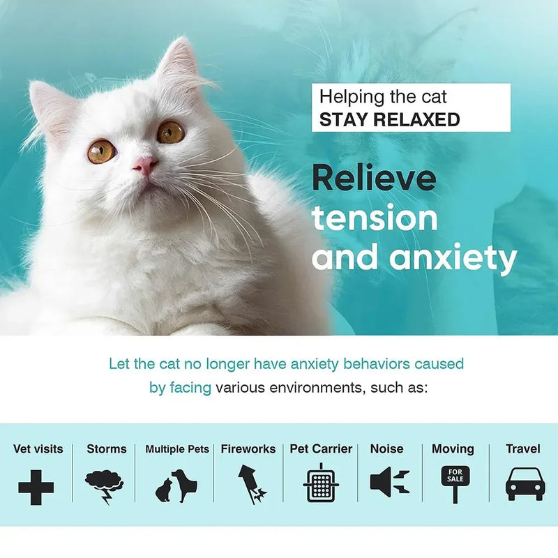 Pet Calming Collar for Cats Effective Relief Reduce Anxiety Stress Pheromones Relaxing Breakaway Collar for Kittens Puppies Dogs