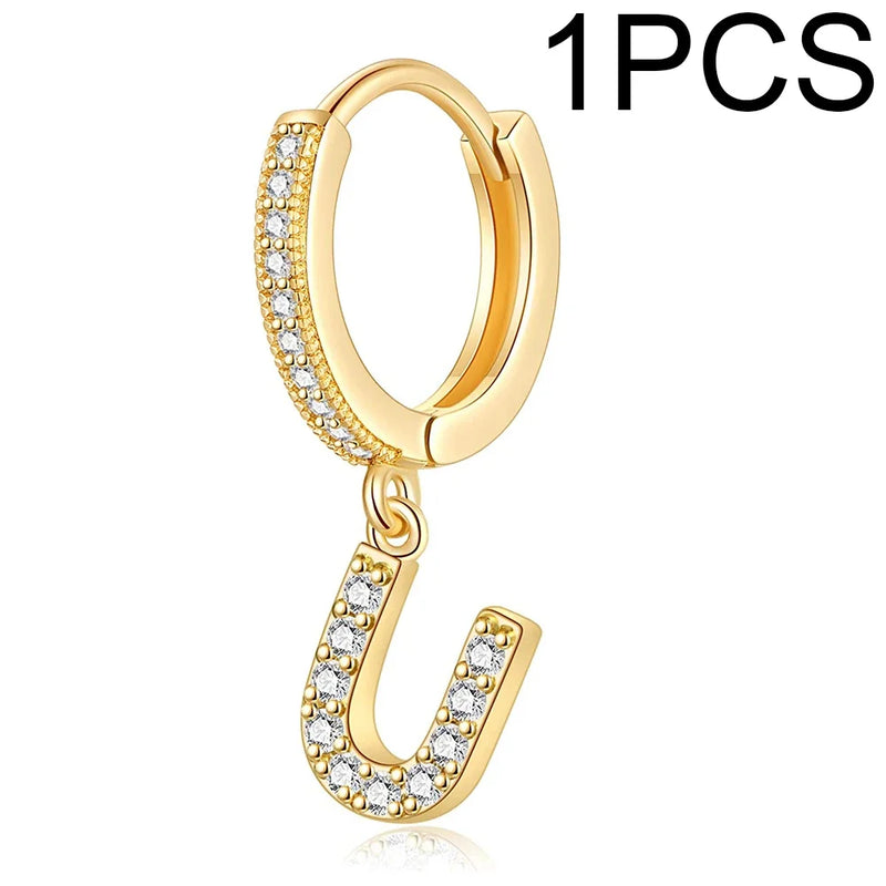 A-Z Letters Initial pendant earrings Hoop Earrings men Golden Color Jewelry Earring Aretes Alphabet name earrings women 1pcs