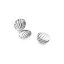 Fashion Striped Small Earrings For Women Cute Ocean Shell Double Shell Texture Stud Earrings Beach Boho Jewelry