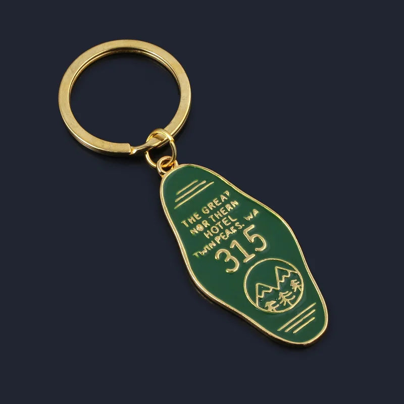 Tv Show Twin Peaks Key Chain Metal Green Enamel The Great Northern Hotel Room