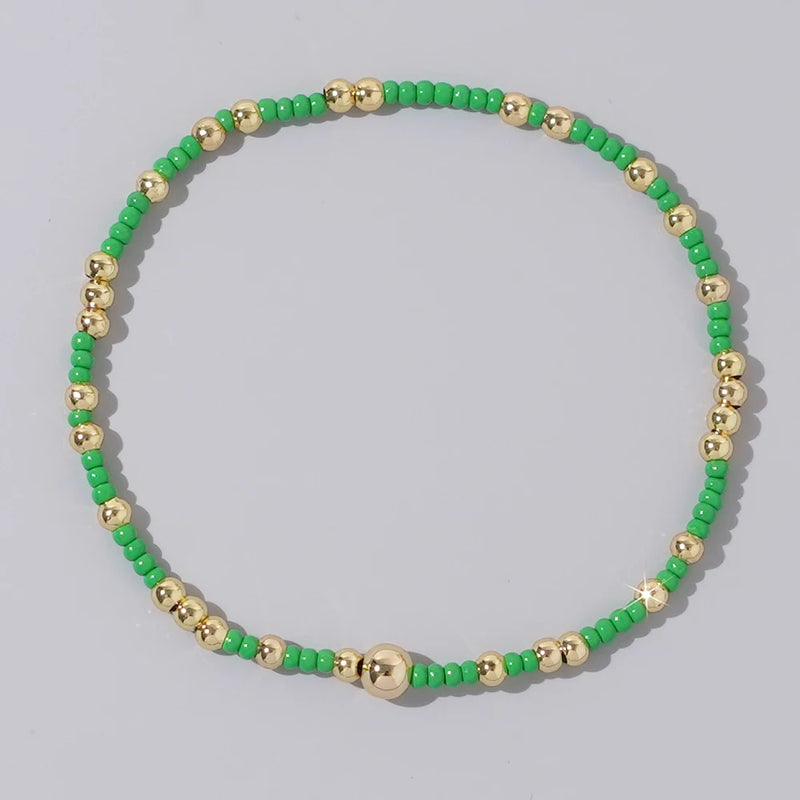 1pc Beach Vocation Themed Mixed Color Design 18K Gold Plated Copper & Bead Bracelet Cute & Luck For Festival Jewelry Gift