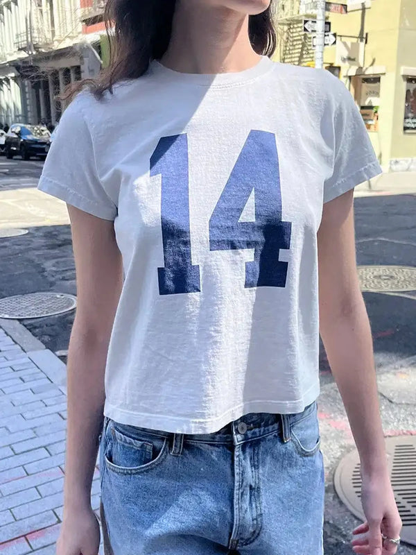Classic Number Graphic Print Cotton T-shirts Women Summer Soft Casual Loose O-neck Short Sleeve Tees Vintage Streetwear Y2K Tops