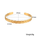 18K Gold Plated 316L Stainless Steel Pig Nose Buckle Heart Opening Adjustable Bangles Fashion Waterproof Bracelets for Women