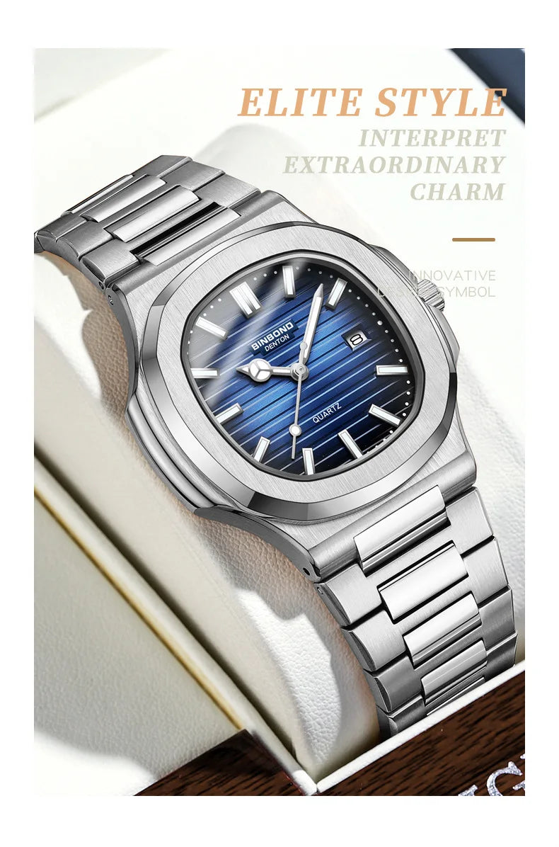 Classic Retro Brand Men Watch Business Steel Belt Calendar Luminous Waterproof Square Male Clock Fashion Quartz Watches gift