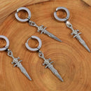 1 Pairs Stainless Steel Painless Ear Clip Earrings for Men Women Punk Sword Cross Black Non Piercing Fake Earrings Jewelry Gifts