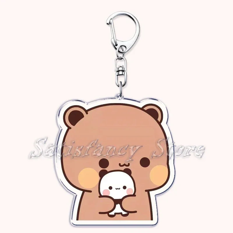 Llavero con diseño de Bubu Dudu, pareja de enamorados, oso panda, accesorios para bolso, colgante, joyería, regalos para amantes.