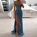 Women Elegant Slim Fit High Slit Backless Long Party Dress, Sexy Club, V Neck, Sleeveless, Spring, Summer, 2024 Newest
