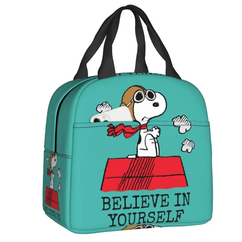 Custom Rock Tees Group Walk Snoopy Lunch Bag Women Cooler Thermal Insulated Lunch Boxes for Kids School