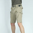 Summer Men Quick Dry Tactical Shorts Men Knee Length Cargo Pants Breathable Stretch Outdoor Waterproof Multi-Pockets Trousers