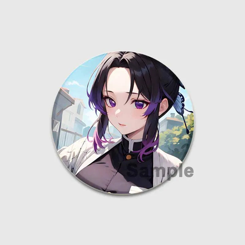 58/32/44mm Anime Demon Slayer Round Brooches Cartoon Lapel Pins Cosplay Badges Backpack Clothes Bag Jewelry Accessories Gifts