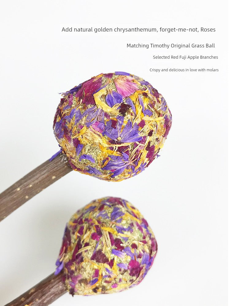 Rabbit Molar Lollipop Petal Molar Straw Ball Grass Cake Rabbit Guinea Pig Totoro Apple Branch Bite Wood Grinding Stick