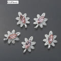 10Pcs Pink Metal Gem Zircon Nail Art Charm 3D Luxurious Heart Ribbon Cross Starlight Nail Decoration DIY Zircon Nail Accessories