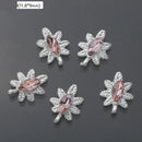 10Pcs Pink Metal Gem Zircon Nail Art Charm 3D Luxurious Heart Ribbon Cross Starlight Nail Decoration DIY Zircon Nail Accessories