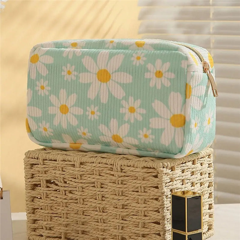 Makeup Brush Skincare Corduroy Makeup Bag Fashion Printed Large Capacity Cosmetic Bags Travel Toiletry Organizer Bag for Women