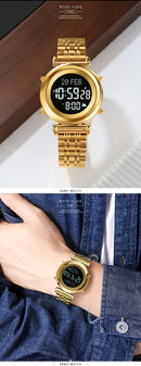 SKMEI 2139 Steel Muslim Azan Digital Watch Mens Back Light Waterproof  Wristwatch Prayer Qibla Compass Alarm Clock watch 1861