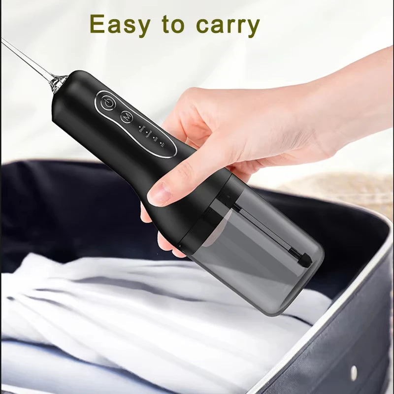 Irrigador bucal portátil, recargable por USB, con chorro de agua, resistente al agua.