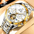 OUPINKE 3240 Automatic Watches Men 44mm Large Dial Tungsten Steel Strap Skeleton Flywheel Mechanical Watch for Men Luxury Watch