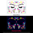 1Pc UV Neon Butterfly Flower Face Tattoo Stickers 14*15cm Waterproof Fluorescent Body Sticker for Club Party Makeup Face Sticker