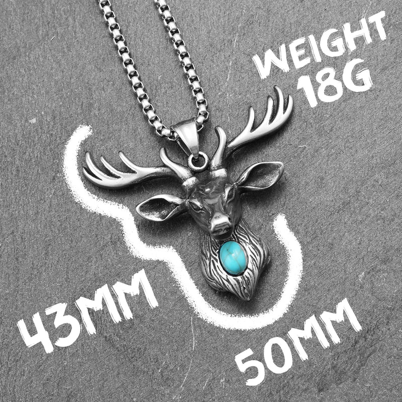 Deer Pendants Men Ancient Reindeer Necklaces 316L Stainless Steel Gem Chain Rock Punk for Friend Male Jewelry Gift Dropshipping