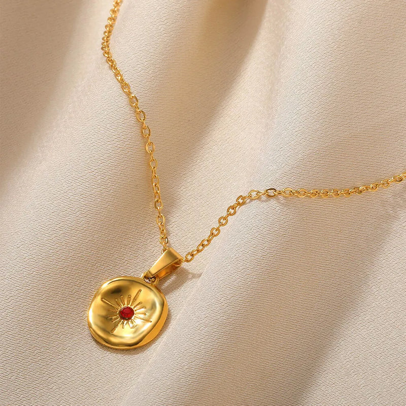 Love Heart Stainless Steel Necklace for Woman Gold Color Zircon Fashion Pendant Chain Jewelry collares para mujer