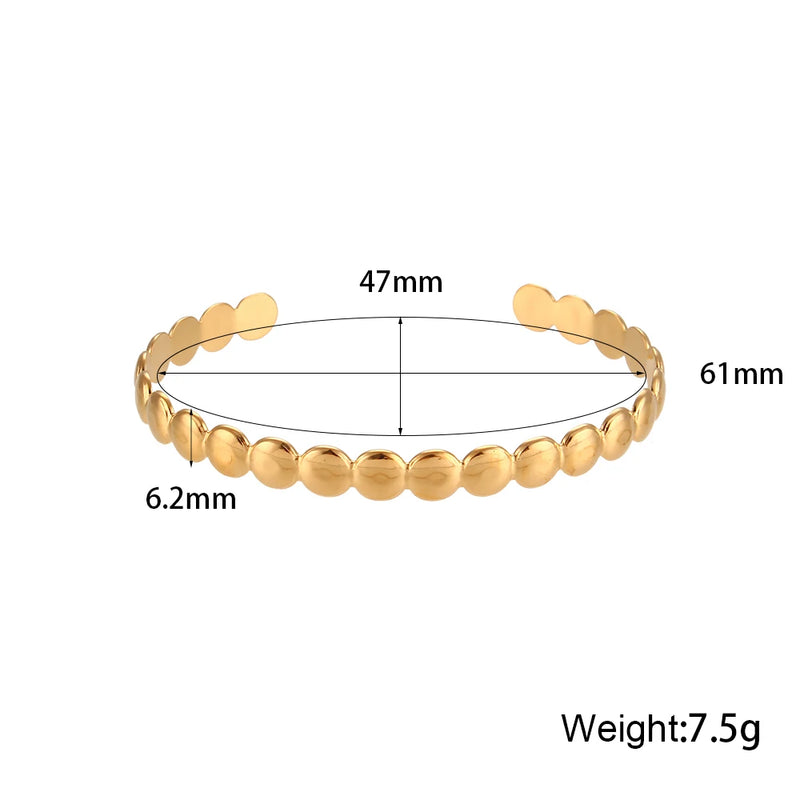 18K Gold Plated 316L Stainless Steel Pig Nose Buckle Heart Opening Adjustable Bangles Fashion Waterproof Bracelets for Women