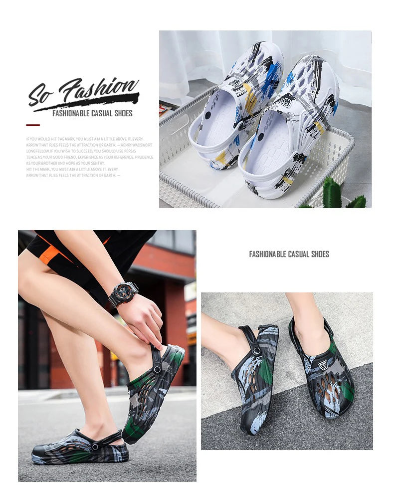 Summer Men Sandals Light EVA Men's Casual Shoes Hole Shoes Clogs Lovers Home Garden Outdoor Male Beach Flat Slippers Big Size 49