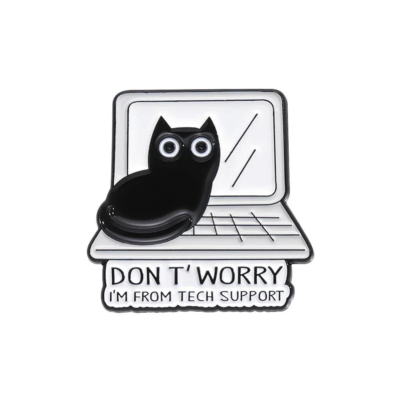 I'M A PURRGRAMMER Enamel Pins A Computer Cat That Loves Work Brooches Lapel Badge Backpack Funny Animal Punk Jewelry Gift