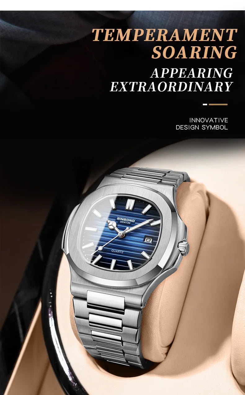 Classic Retro Brand Men Watch Business Steel Belt Calendar Luminous Waterproof Square Male Clock Fashion Quartz Watches gift