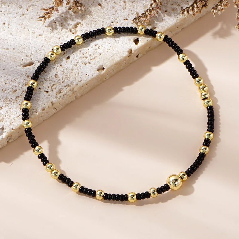 1pc Beach Vocation Themed Mixed Color Design 18K Gold Plated Copper & Bead Bracelet Cute & Luck For Festival Jewelry Gift