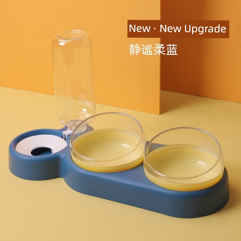 Cat Bowl Glass Cat Food Holder Double Bowl Dog Bowl Pet Bowl Cat Food Bowl Water Bowl Cat Supplies Protection Cervical Spine Anti-Tumble