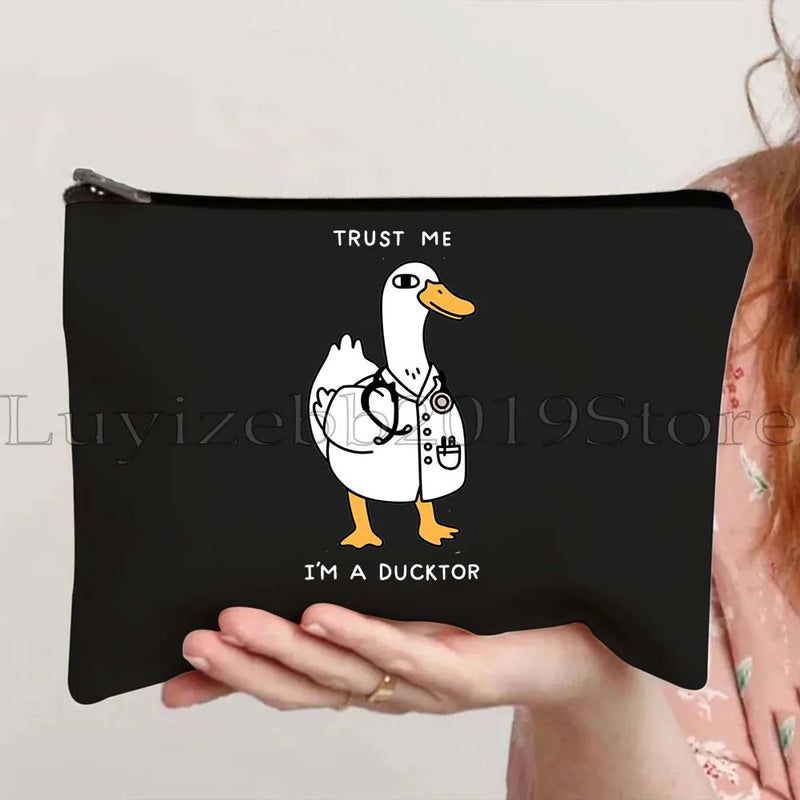 Anatomy Medical Nursing Student Nurse Doctor Flower Stethoscope Brain Canvas Cosmetic Makeup Toilet Bag Pencil Case Zipper Pouch