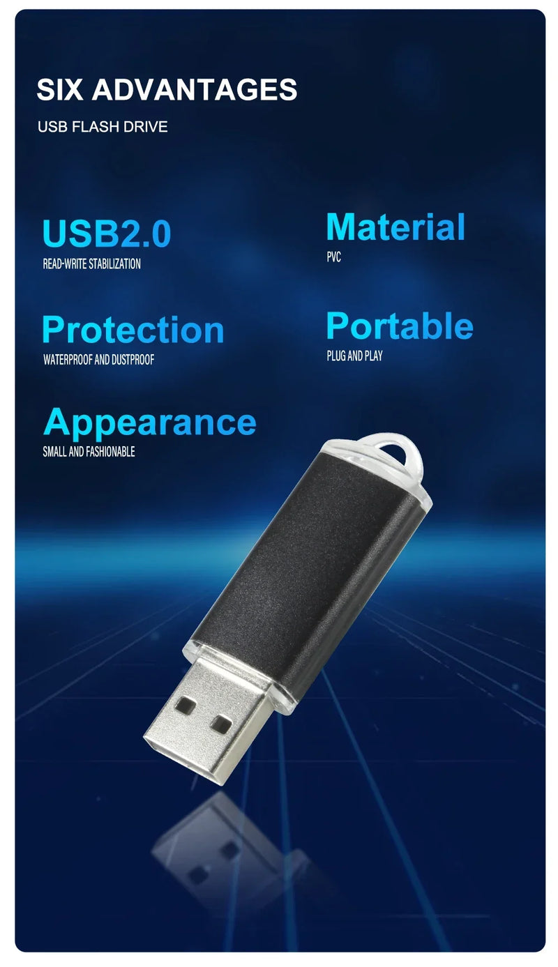 50Pcs/lot USB 2.0 Flash Drive 128MB 1GB2GB 4GB 8GB Pen Drive 16GB Pendrive 32GB USB Stick 64GB Memory Flash Disk Free Laser Logo