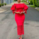 Dashiki African Women Gown Hollow Out Party Dress Sexy Long Sleeve Round Neck Ladies Elegant Solid Pullover High Waist 2024