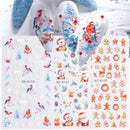 5D Nail Sticker Christmas Nail Art Snow Bird Gingerbread Man Design Santa Cartoon Sliders Winter White Decals Wrap FB5DK098-103