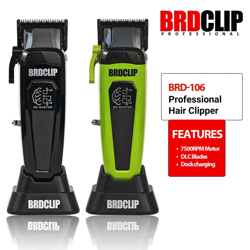 Professional BRDCLIP BRD106 2025 New Hair Clipper 7500RPM 5 Speed Control Hair Salon Trimmer DLC Blade with Charging Base Barber