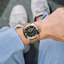 Automatic Watches for Men Mechanical Genuine Brown Leather Yellow Green Military 44mm Luxury Rose Gold Reloj Hombre Baratos