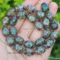 8pcs ,10x14mm Natural Green Agate Ancient Tibet Dzi beads, Many patterns, For DIY Jewelry making !