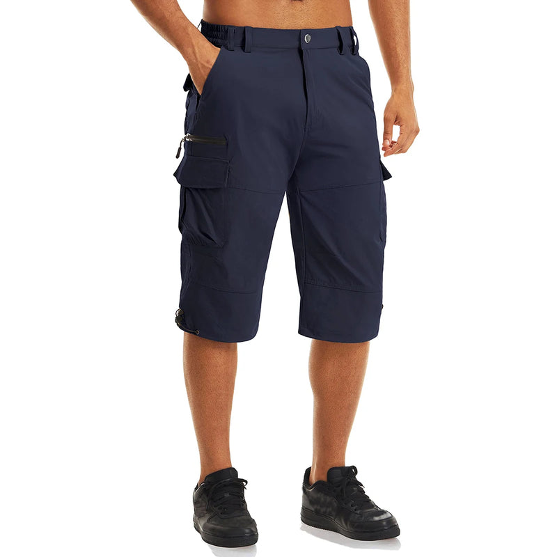 MAGCOMSEN Summer Men's Shorts Quick-drying Lightweight with 7 Pockets Waterproof 3/4 Shorts for Fishing Hiking