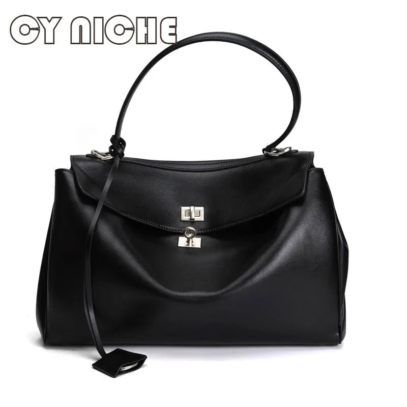 CY NICHE2024Genuine Leather Women's Tote Bag Lazy Bag Rodeo Briefcase Handbag Underarm Bag Large Capacity Crossbody Shoulder Bag