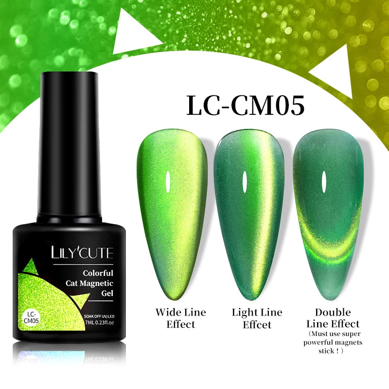 LILYCUTE 7ML 9D Cat Magnetic Gel Polish Set Semi Permanent Soak Off UV LED Glitter Nails Magnet Stick Black Gel Needed
