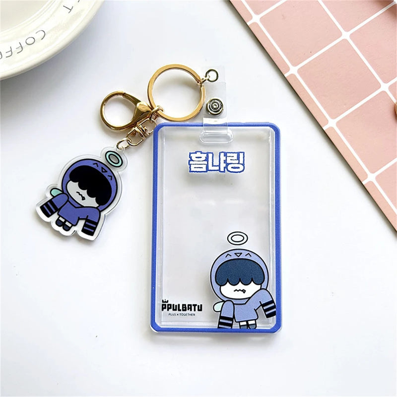 Kpop Photo Display Holder With Love Keychain Idol YEONJUN BEOMGYPicture Protector Sleeves Credit ID Cards Protective Case