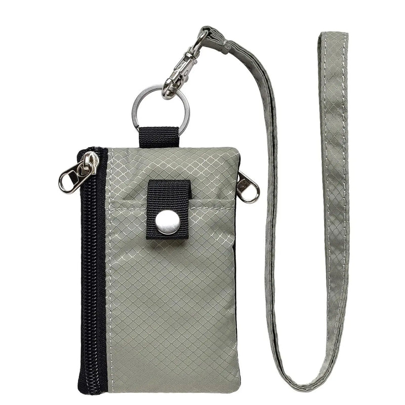 Wallet ID Badge Holder Waterproof Nylon Zipper Pouch and Lanyard Student Bus Transfer Cards Cash Coin Travel Bag RFID Blocking
