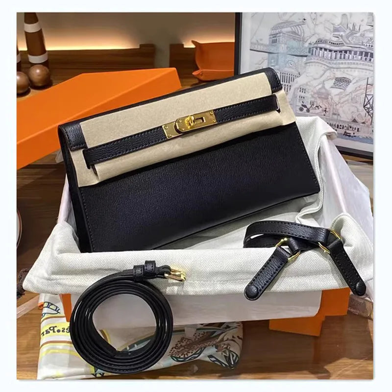 Goat Pattern Genuine Leather Underarm Bag Women's Shoulder Bag 2024 New Cowhide High-Grade Messenger Bag