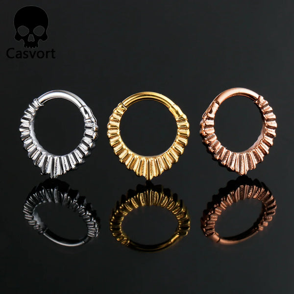 Casvort 1PCS Septum Rings Clip 316L Surgical Stainless Steel Nose Rings Tragus Helix Hoop Piercing Women Body Jewelry New Gift