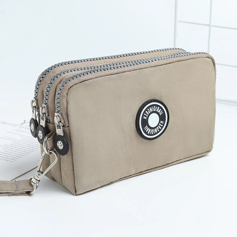 Thickened Three-layer Long Zipper Pocket Purse Women's Handbag Wrist Mobile Phone Bag Cute Washable Cloth Bags