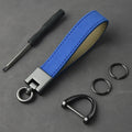 Car Key Chain Luxury Genuine Leather Keychain Pure Color Buckle Key Ring Car Accessories Gift Car Keychain