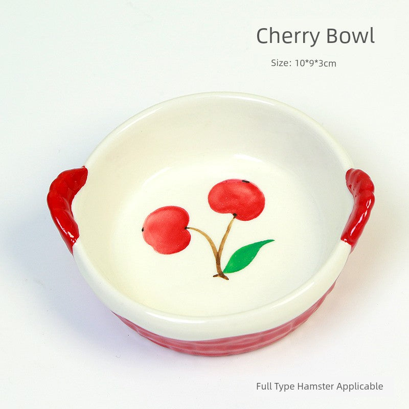Little Hamster Food Basin Ceramic Rice Bowl Flower and Mouse Djungarian Hamster Special Daily Necessities Cage Toy Set Food Bowl