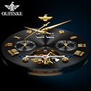 OUPINKE 3240 Automatic Watches Men 44mm Large Dial Tungsten Steel Strap Skeleton Flywheel Mechanical Watch for Men Luxury Watch