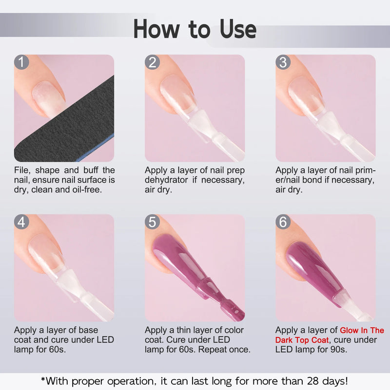 7ml Glow in the Dark Top Coat, Luminous Effect Functional Soak Off Gel Nail Polish Easy to Apply for Starter Salon Nail Manicure