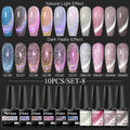 Mtssii 10PCS Reflective Gel Nail Polish Set Fluorescent Glitter Semi Permanent Hybrid Gel Varnish Soak Off UV Lamp For Manicure